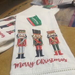 Nutcracker Embroidered White Fabric towels